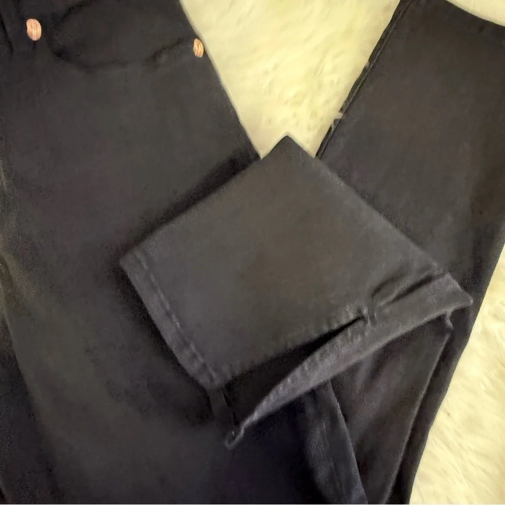 Good American Good Waist Crop Black Jeans Split Hem Rose Gold Size 8/29